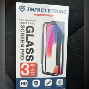 ImpactStrong Tempered Glass Screen Protector for the iPhone X, XS, and 11 Pro.